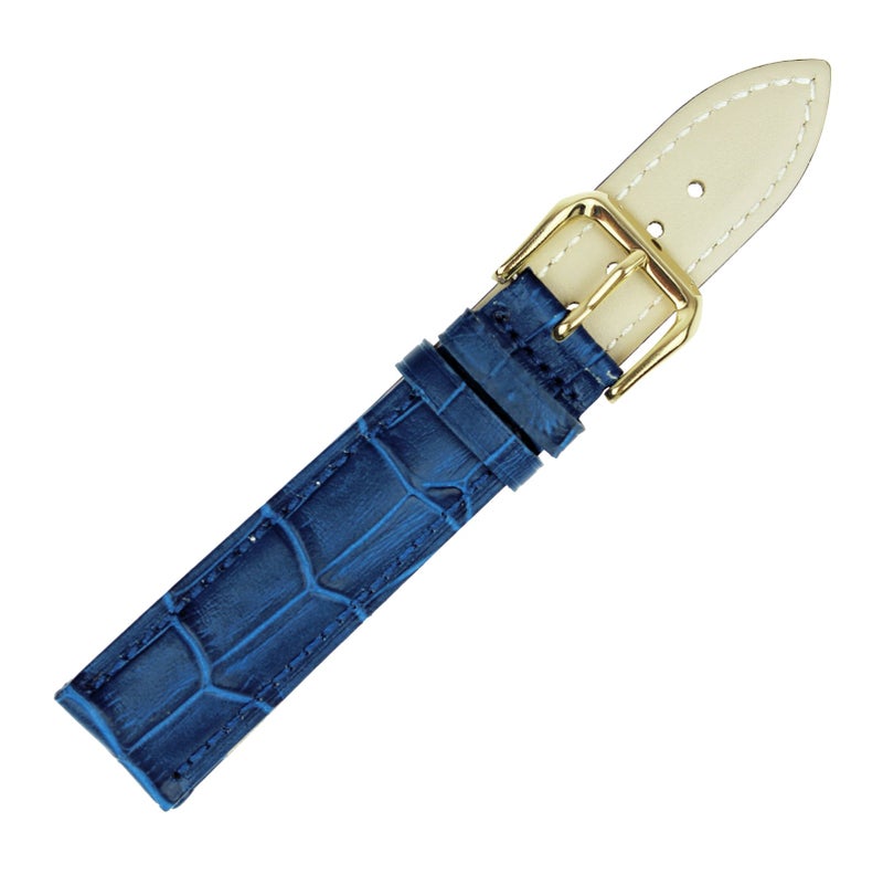 RECHERE 20mm Leather Watch Band Strap Gold Buckle Color Blue - Image 3